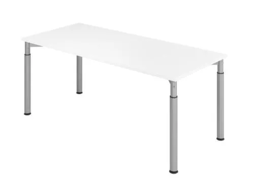 bureau,HxBxD 680-820x1800x800mm,blad wit,4voeten zilverkleurig