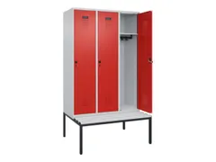 locker met bank,HxBxD 2120x1200x815mm,3vak,vak B 400mm,draaigrendel