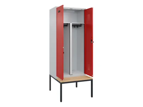 PBM-locker met bank,HxBxD 2120x800x815mm,2vak,vak B 400mm,draaigrendel