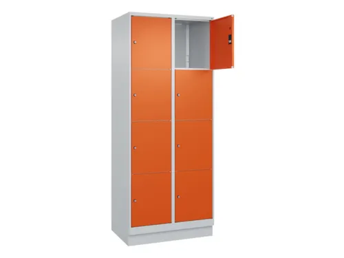 lockerkast,HxBxD 1950x800x500mm,2x4vakken,vak B 400mm,cil.-slot,sokkel