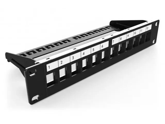 Modulair Patchpaneel 12-poorts Blanco 1U Rackmontage 254mm 10'' Zwart