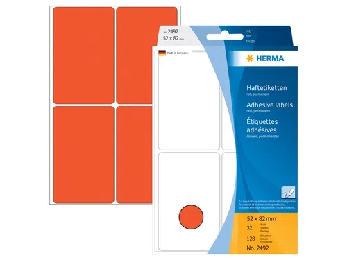 HERMA 2492 Universele etiketten 52x82mm Rood 128 stuks