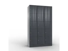 lockerkast cil.slot 1950x1150x540mm 3x5 vakken RAL7021 front RAL7021
