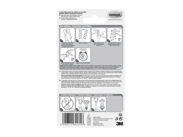 Kabelklem Command rond incl bevestigingsstrips transparant 4 stuks