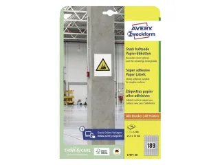 Etiket Avery zelfklevend 25,4x10mm wit permanent 20 vel 189 etiketten - 6