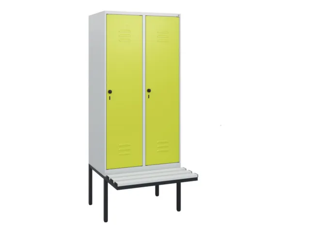 locker met bank,HxBxD 1950x800x815mm,2vak,vak B 400mm,draaigrendel