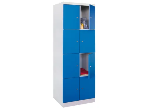 lockerkast,HxBxD 1800x600x500mm,2x4vakken,RAL7035,front RAL5012