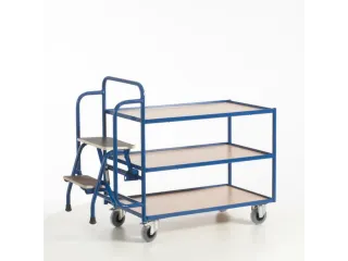 Orderverzamelwagen 990x590mm Totale H 1135mm 3 Etages Hout Ral5010 - 13