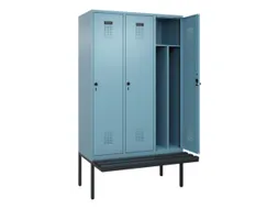 locker met bank,voor scheiding van kleding,HxBxD 2120x1200x815mm,3vak