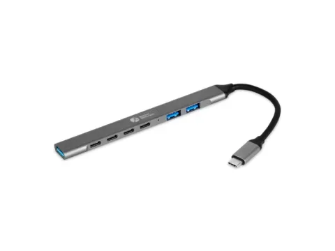 Bnechub3A4C Bakker Usb-C Hub 7in1 multifunctioneel grijs