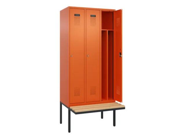 locker met bank,voor scheiding van kleding,HxBxD 2120x900x815mm,3vak