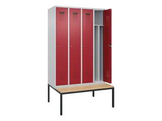 locker met bank,voor scheiding van kleding,HxBxD 2120x1200x815mm,4vak - 1