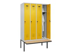 locker met bank,HxBxD 2120x1200x815mm,4vak,vak B 300mm,draaigrendel