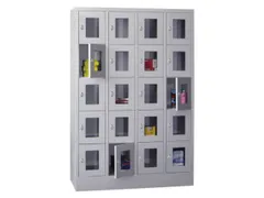 lockerkast,HxBxD 1850x1200x500mm,4x5vakken,RAL7035,front RAL5010