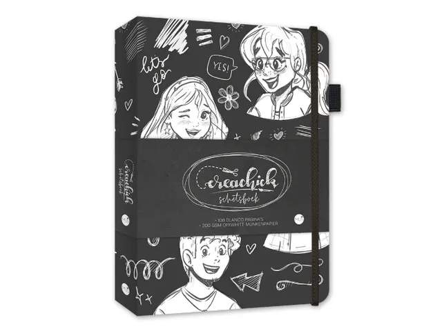 Schetsboek CreaChick Black 108 pagina's Hardcover