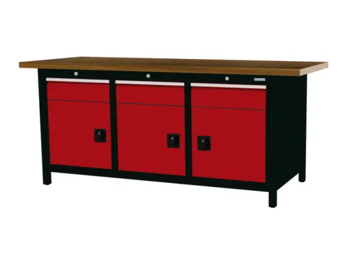 werkbank,HxBxD 860x2000x750mm,onderstel RAL9005,fronten RAL3020