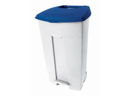 afvalbak,1x120l,HxBxD 890x560x480mm,romp PE wit,deksel PE blauw