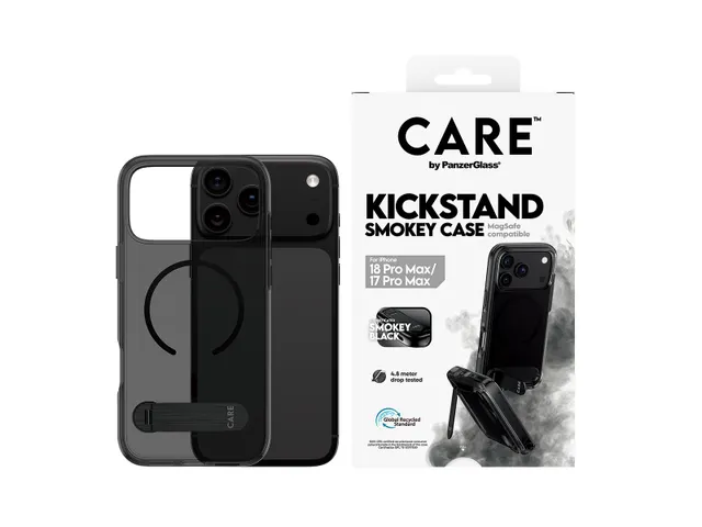 PanzerGlass CARE by Kickstand Case Smokey w. Black MagSafe iPhon
