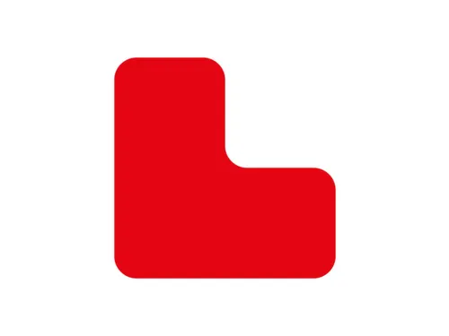 plaksymbool,L-vorm,markering HxB 100x100mm,PVC,rood