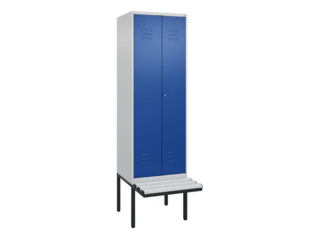 PBM-locker met bank,HxBxD 2120x600x815mm,2vak,vak B 300mm,cil.-slot