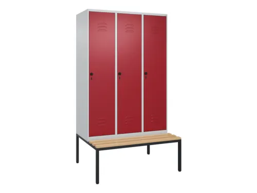 locker met bank,HxBxD 2120x1200x815mm,3vak,vak B 400mm,draaigrendel