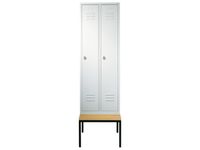 Garderobekast 2090x610x500mm Ondergebouwde Zitbank Van Hout 2 Vakken