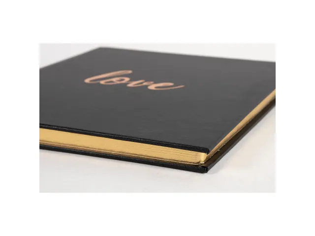 Livre d'or 140 pages tranche or - Format 21x19cm - LOVE Blanc - Noir