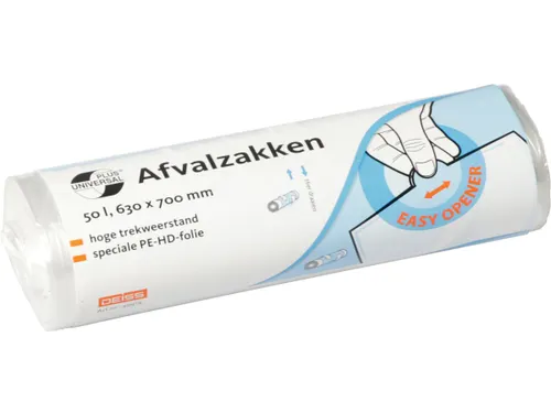 Universal Plus vuilniszak 10 micron 63x70 cm 50L wit rol 50 stuks