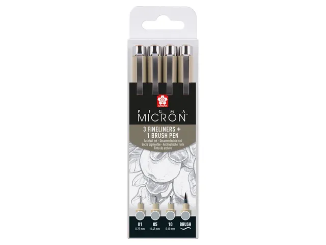 Fineliner Sakura Pigma Micron lichtgrijs set 4 maten