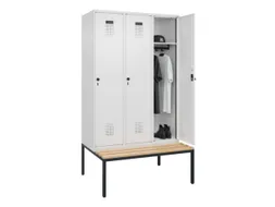 locker met bank,HxBxD 2120x1200x815mm,3vak,vak B 400mm,draaigrendel