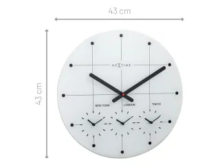 Wereldtijden klok - Stille wandklok - 43cm - Wit - Glazen klok - NeXti - 9