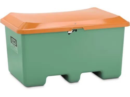 strooigoedbak,400l,HxBxD 680x1210x820mm,GVK,groen,deksel oranje