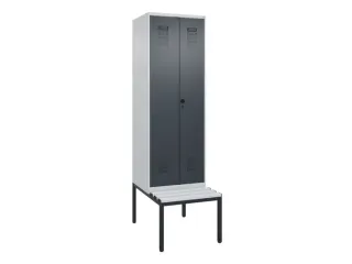 PBM-locker met bank,HxBxD 2120x600x815mm,2vak,vak B 300mm,draaigrendel - 1