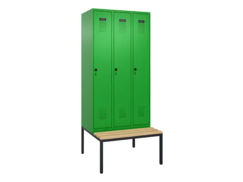 locker met bank,voor scheiding van kleding,HxBxD 2120x900x815mm,3vak