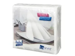 Linstyle servet 39x39cm, wit 1/4 vouw, 1 lgs, 12x50