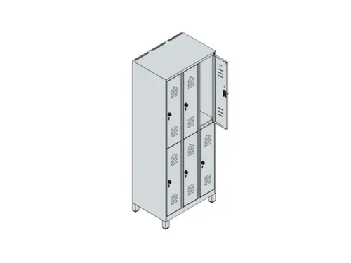dubbeldekse locker,HxBxD 1950x750x500mm,3x2vak.,vak B 250mm