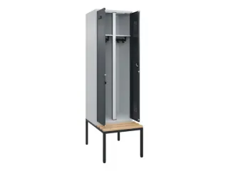 locker met bank,voor scheiding van kleding,HxBxD 2120x600x815mm,2vak - 1