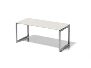 bureau,HxBxD 740x1800x800mm,blad grijswit,sledeframe zilverkleurig - 1