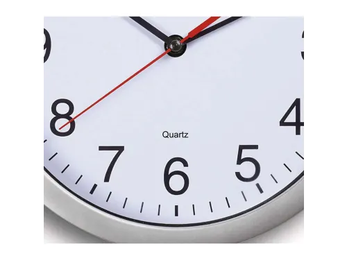 Wandklok MAULrun quartz Ø25x5cm kunststof zilver/wit incl.batterij