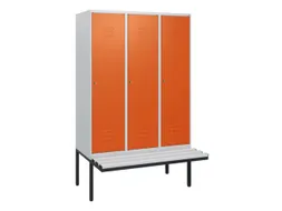 locker met bank,HxBxD 1950x1200x815mm,3vak,vak B 400mm,cil.-slot