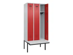 locker met bank,HxBxD 2120x900x815mm,3vak,vak B 300mm,cilinderslot