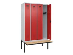 locker met bank,HxBxD 2120x1200x815mm,4vak,vak B 300mm,cilinderslot