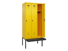 locker met bank,HxBxD 2120x900x815mm,3vak,vak B 300mm,draaigrendel