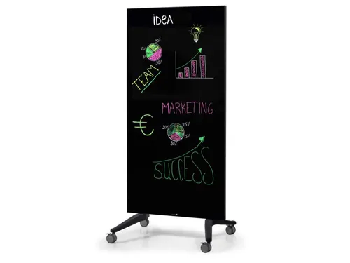 Mobiel Glasbord Zwart Magnetisch 90x175Cm