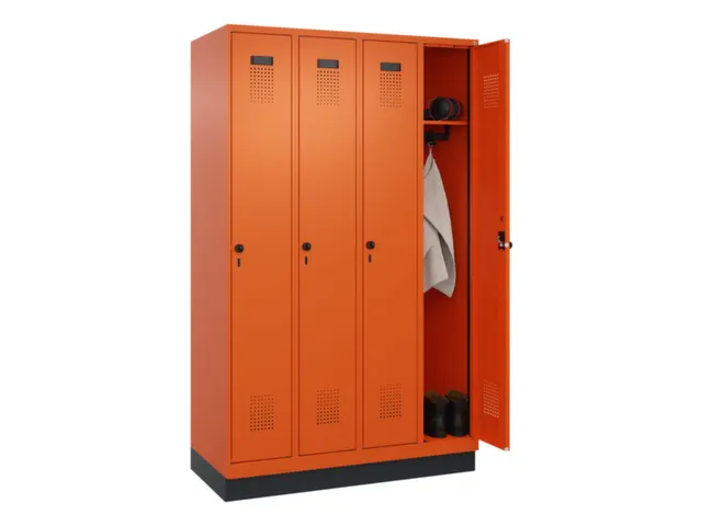 locker,HxBxD 1950x1200x500mm,4vak,vak B 300mm,draaigrendel,sokkel