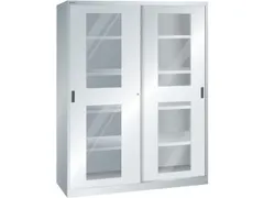 venster-schuifdeurkast HxBxD 1950x1500x580mm 8xStalen bodem RAL7035