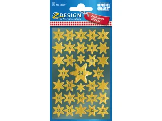 Etiket Z-design Christmas gouden sterren - 2 vel - 1