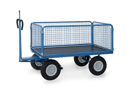 Handtrekwagen 6435PZ 750kg 1535x895mm draadgaas polyurethaan trekoog