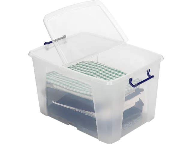 Opbergbox 40 Liter Plastic Transparant Met Gedeelde Deksel