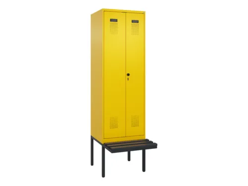 PBM-locker met bank,HxBxD 2120x600x815mm,2vak,vak B 300mm,draaigrendel